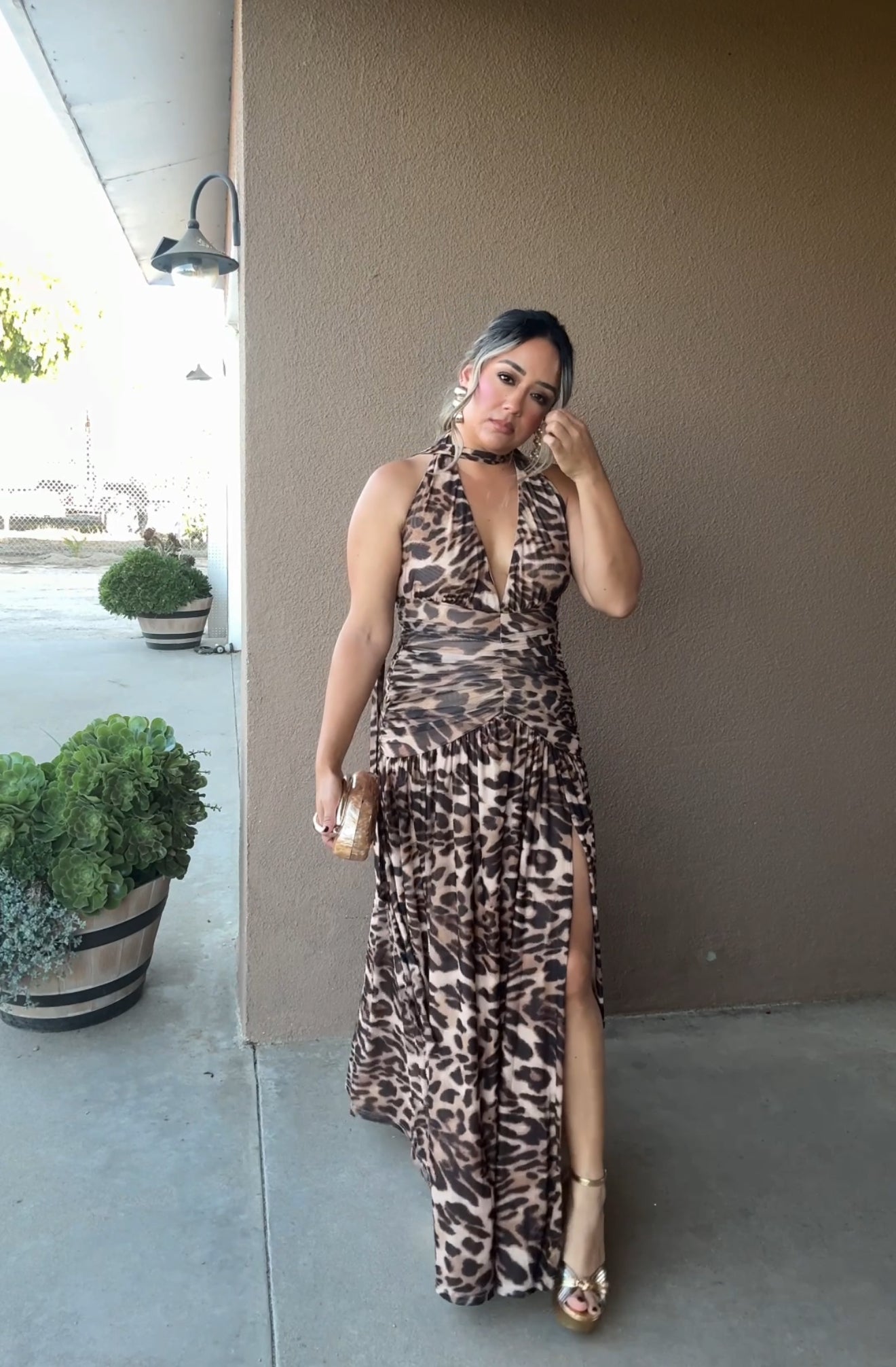 Seducción Leopard Mesh Maxi Dress