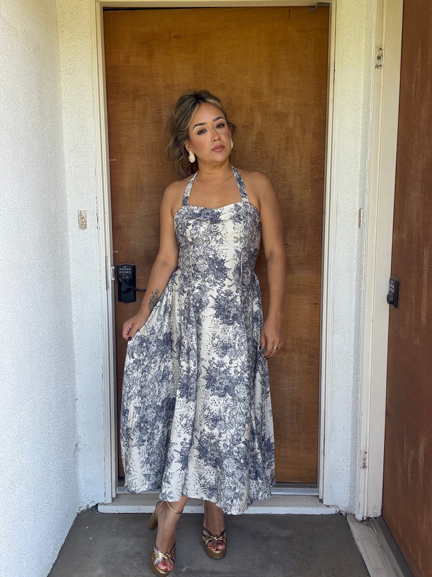 Lou Floral Halter Midi Dress