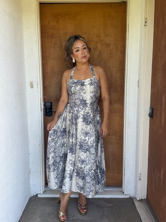 Lou Floral Halter Midi Dress