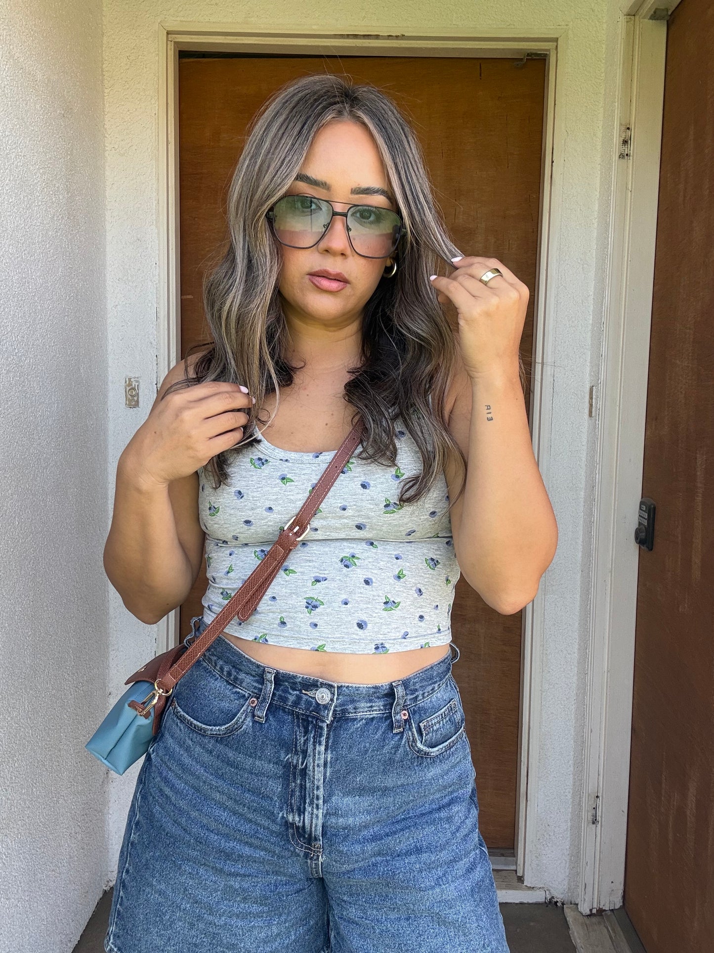 Blueberry Mini Tank- Grey