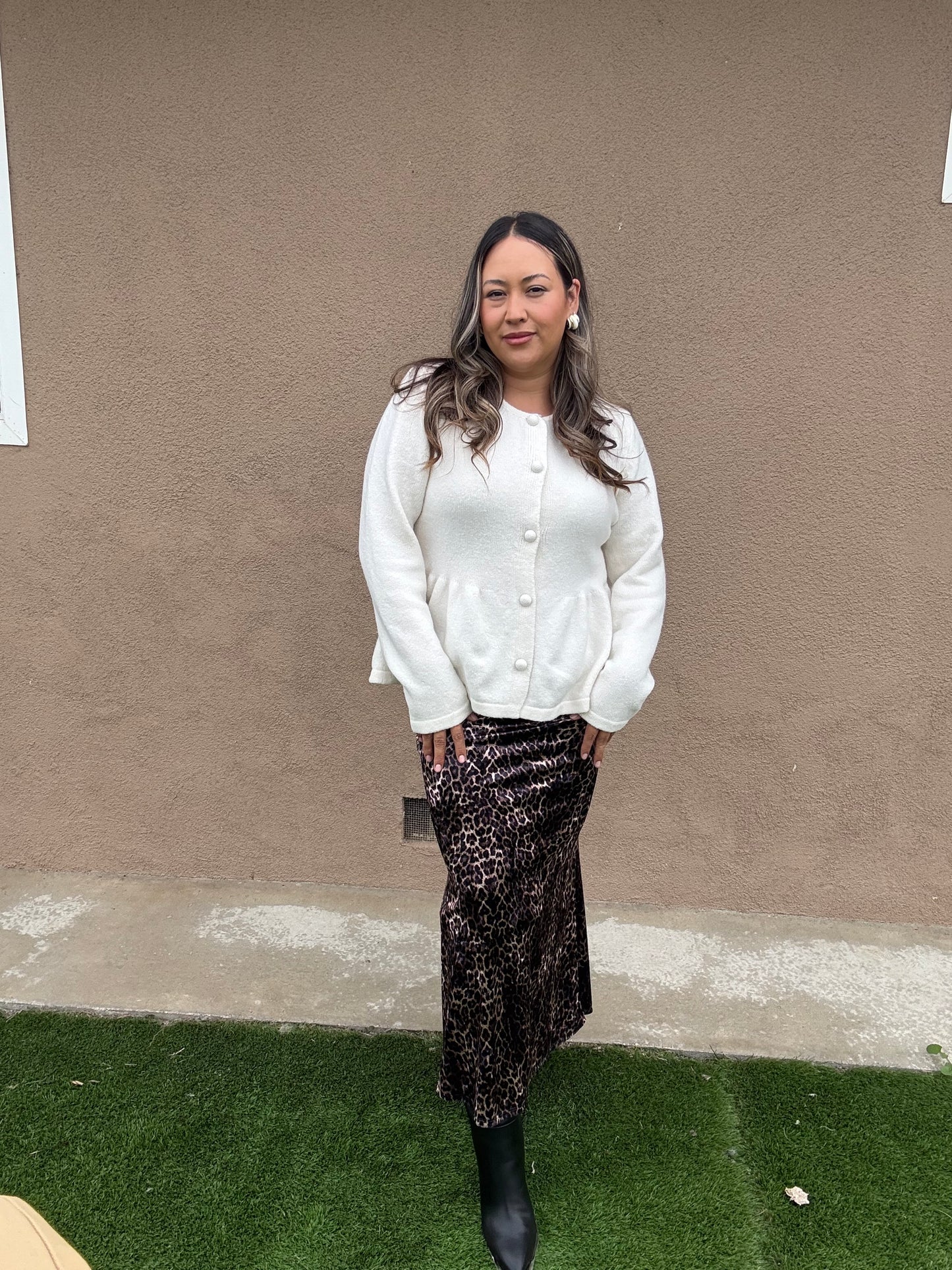 Prowl Velvet Leopard Midi Skirt