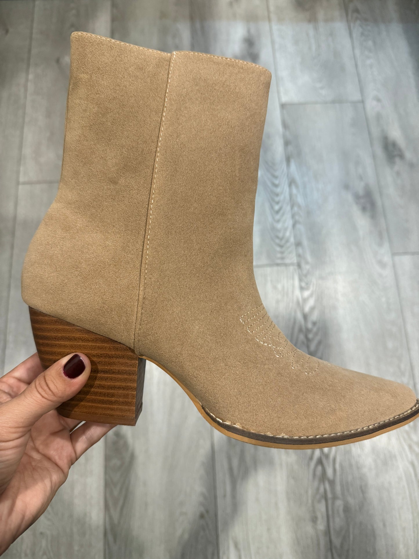 Fancy Light Taupe Western Bootie