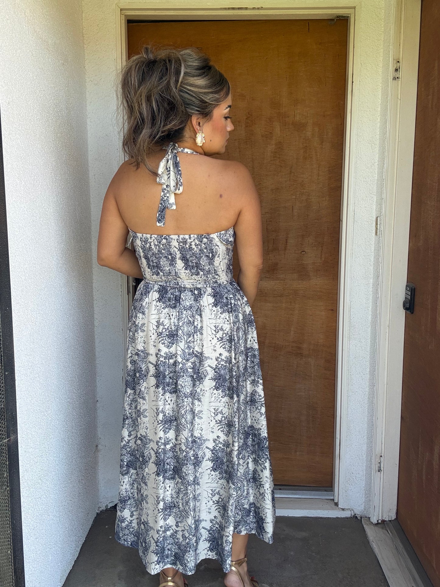 Lou Floral Halter Midi Dress