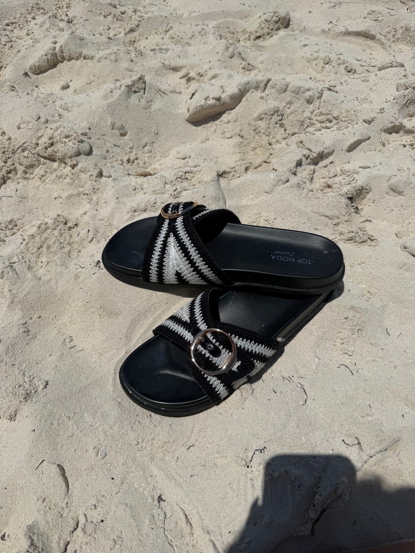 Daniela Woven Sandal- Black/Cream