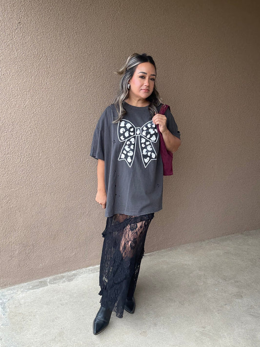 Spooky Bow Distressed Tee