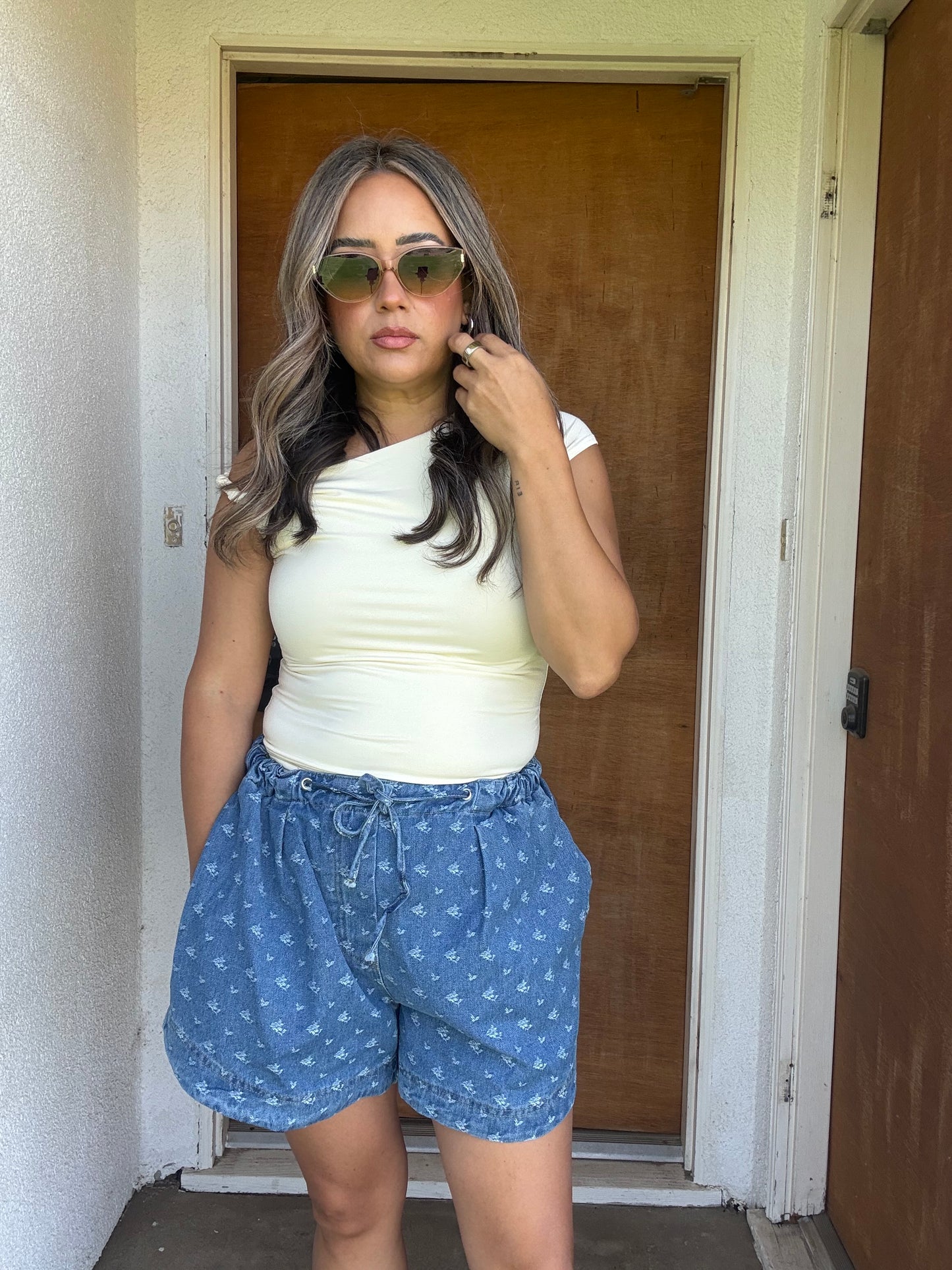 Allie Floral Denim Shorts