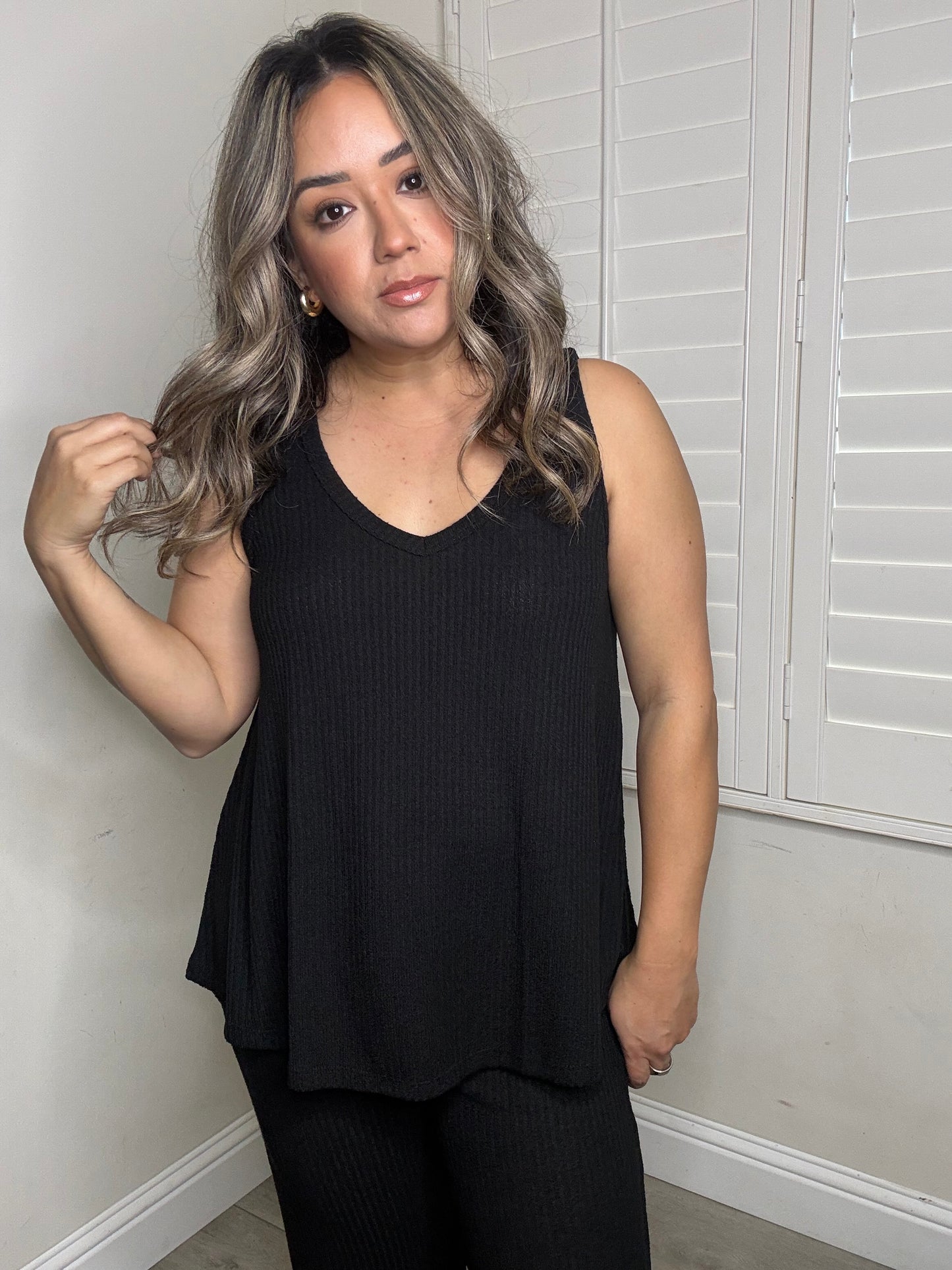 Evie Two Piece Pant Set- Black