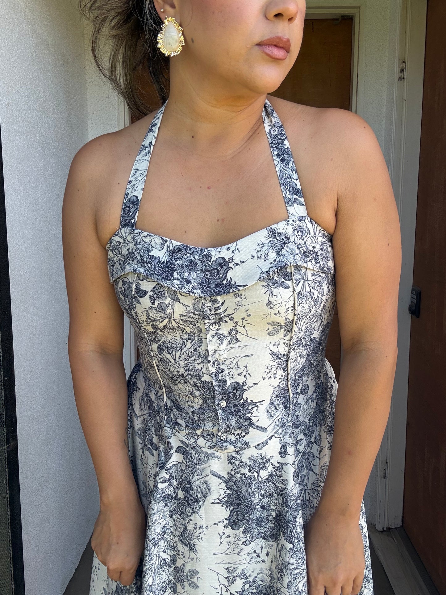 Lou Floral Halter Midi Dress