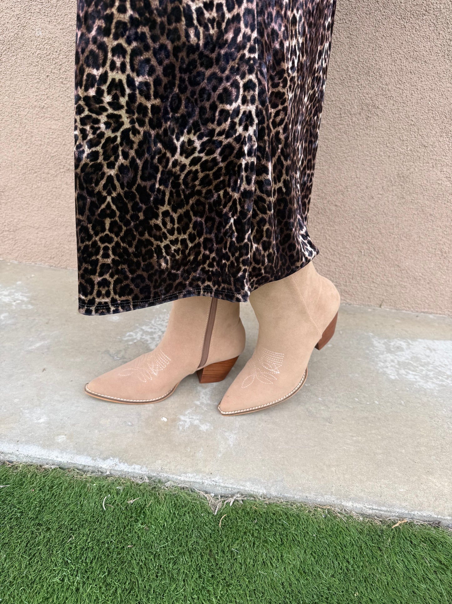 Fancy Light Taupe Western Bootie