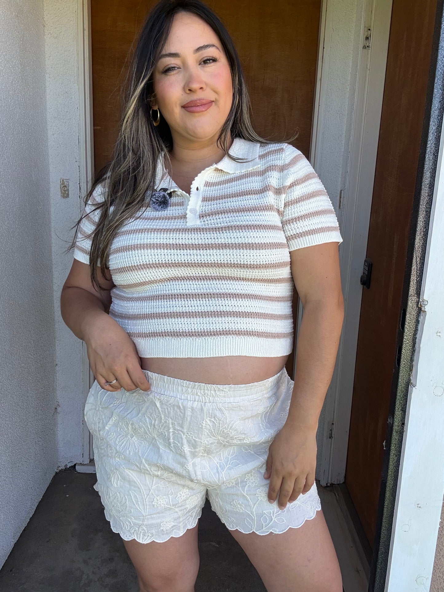 Warmer Days Knit Shorts- Cream