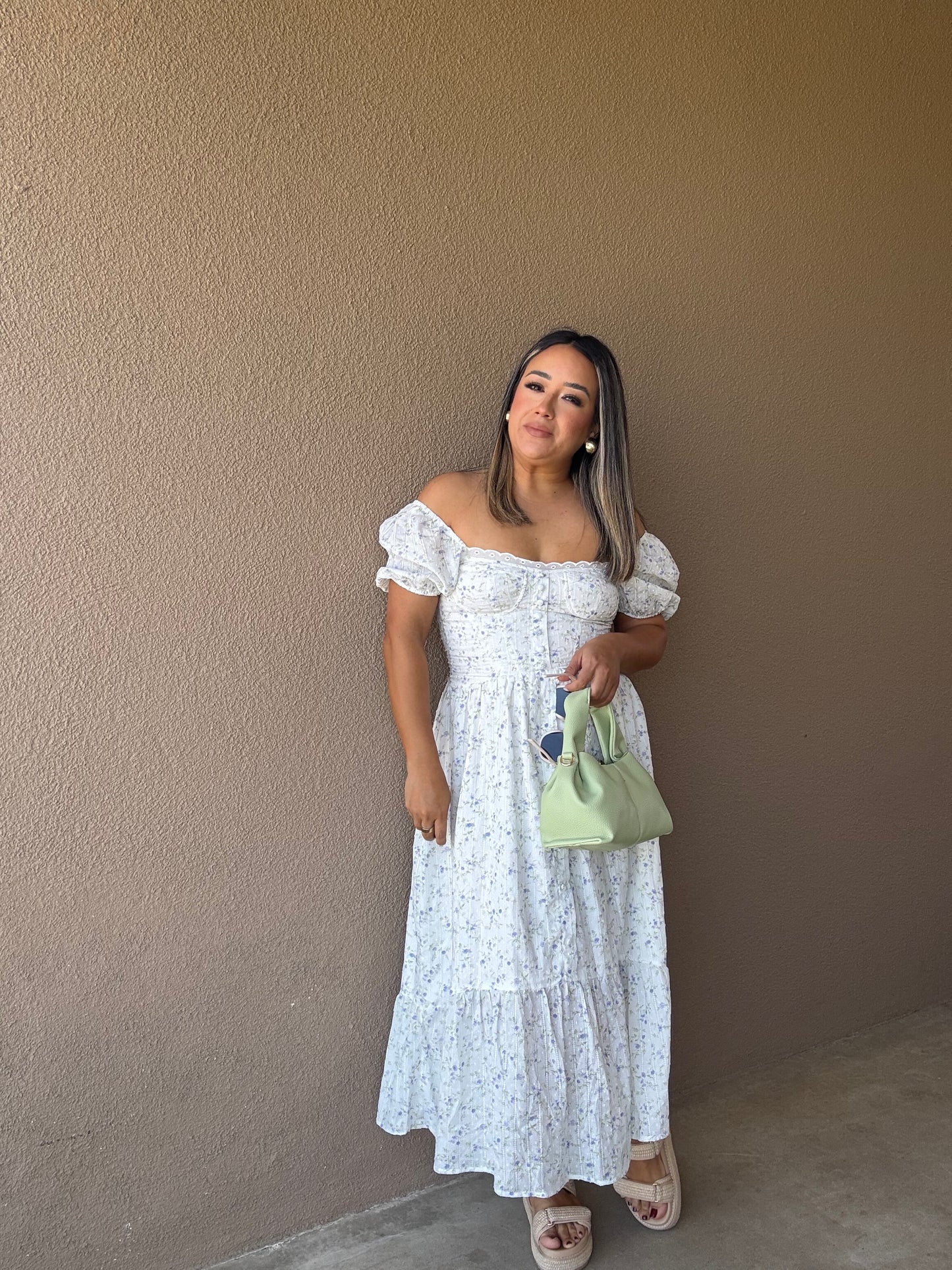 De Vacaciones Maxi Floral Puff Sleeve Dress