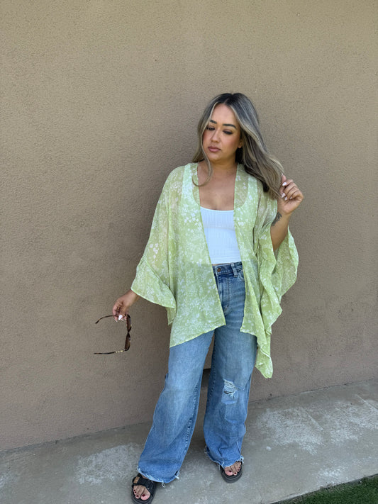 Poppy Floral Ruffled Kimono