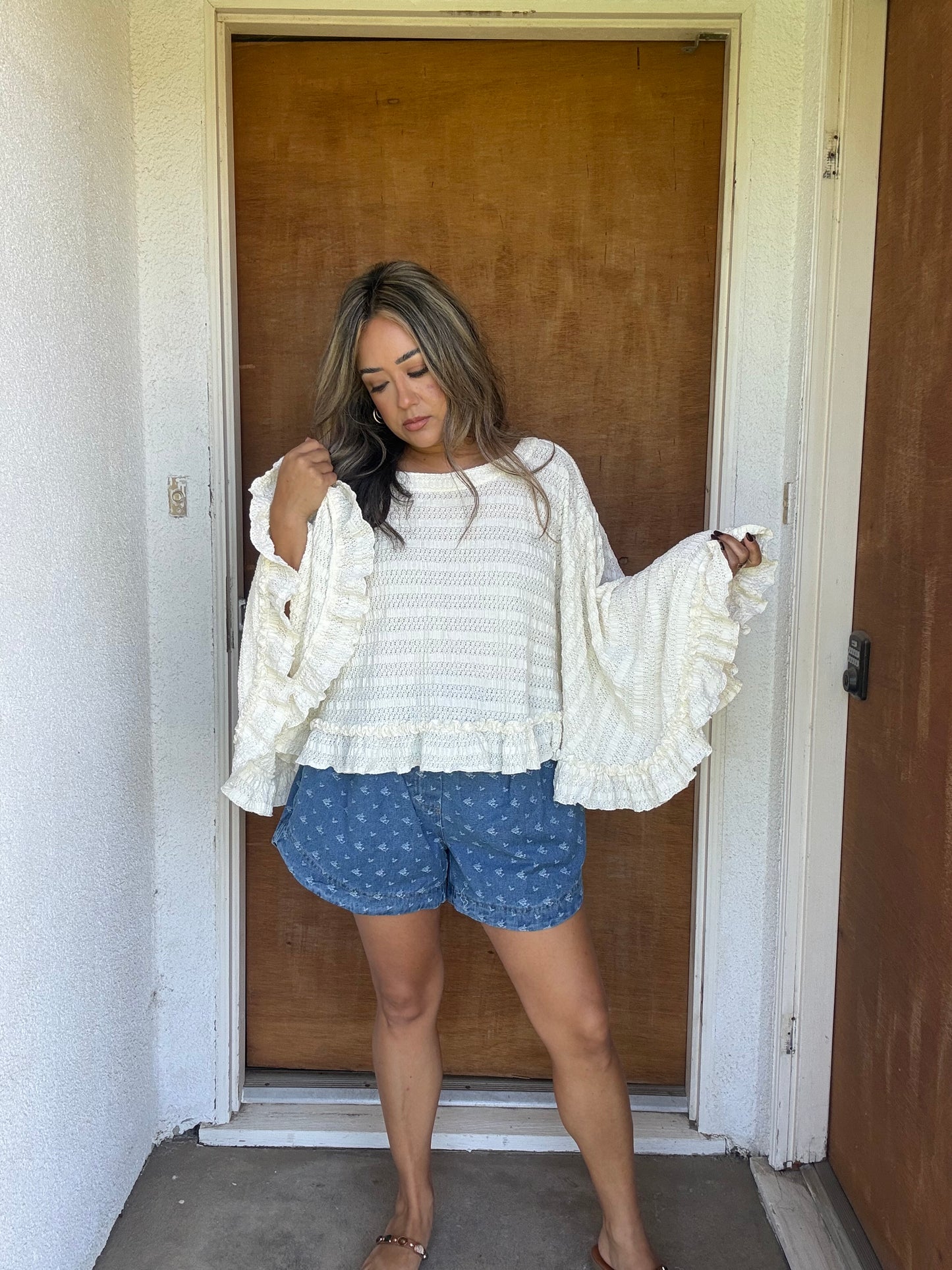Mallorie Ruffled Top- Cream