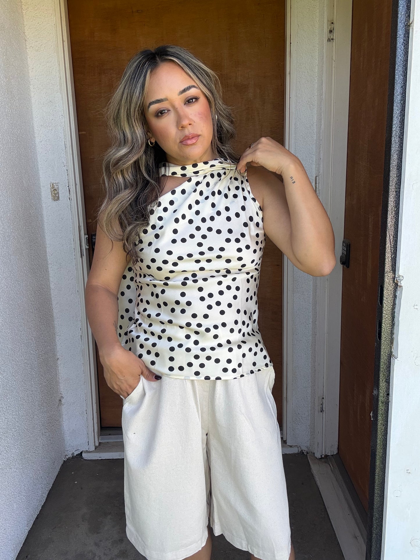 She’s Lovely Waist Tie Culottes- Oatmeal
