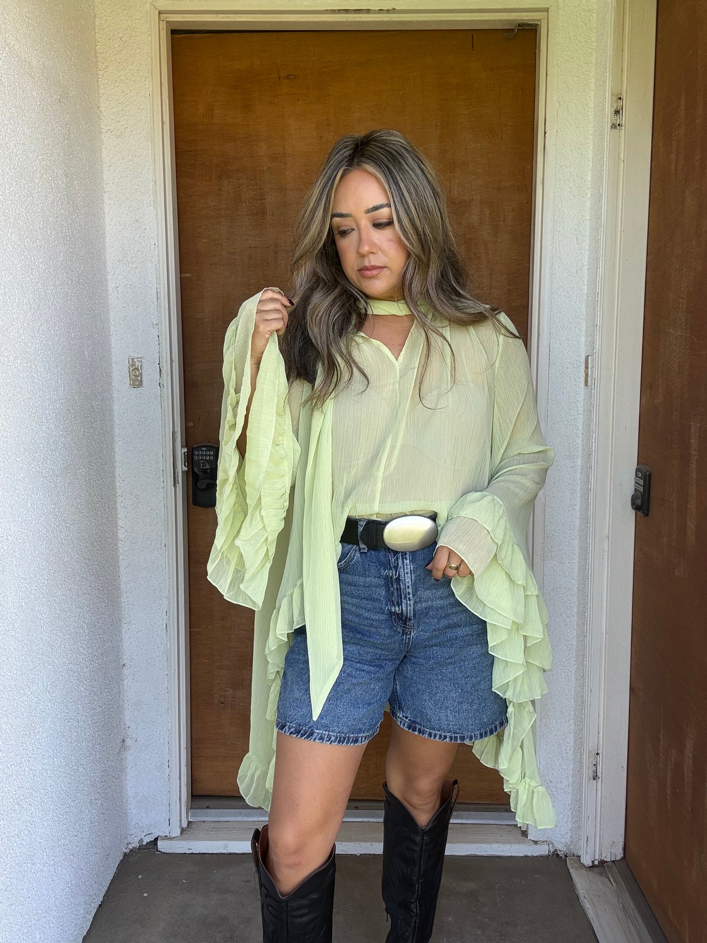 Dandelion Sheer Ruffled High Low Top