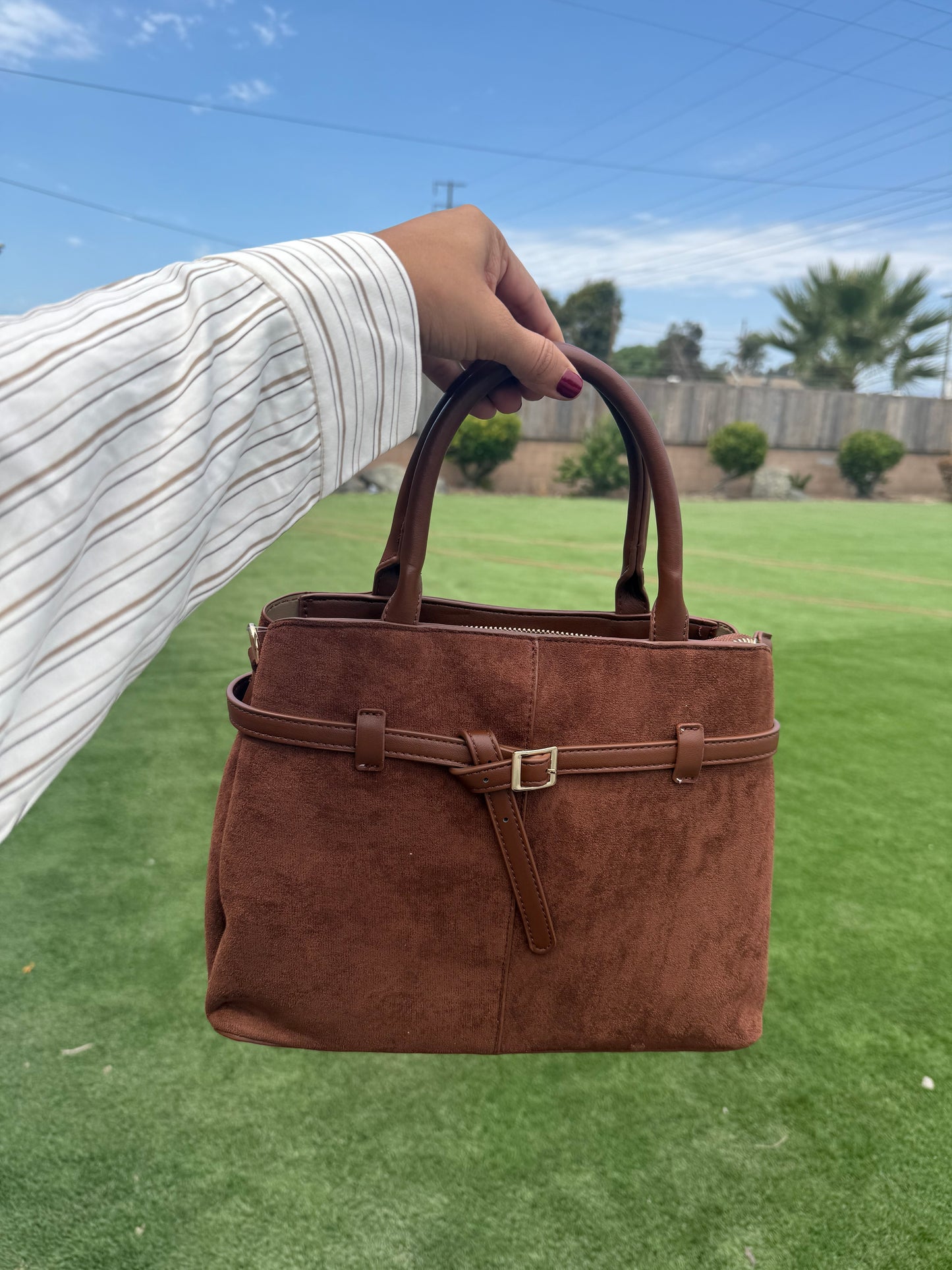 She’s Chic Suede Bag- Cognac