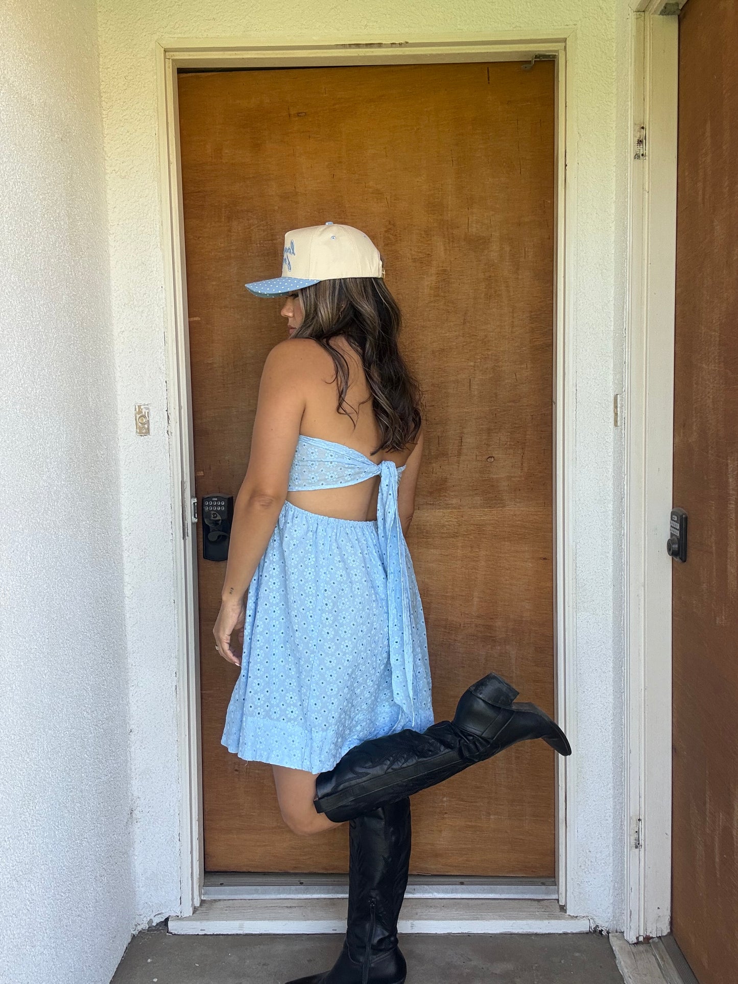 Dean Mini Eyelet Dress- Sky Blue