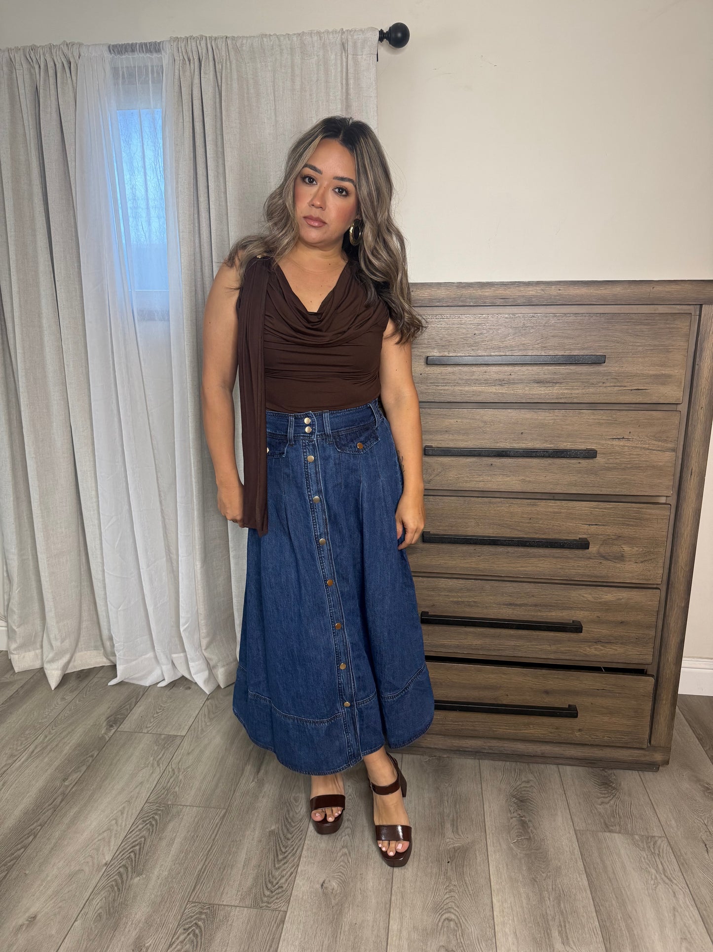 Flutter Cape Top- Chocolate