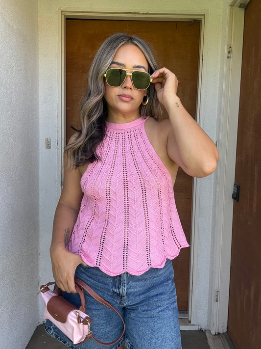 Bubblegum Knit Top- Pink