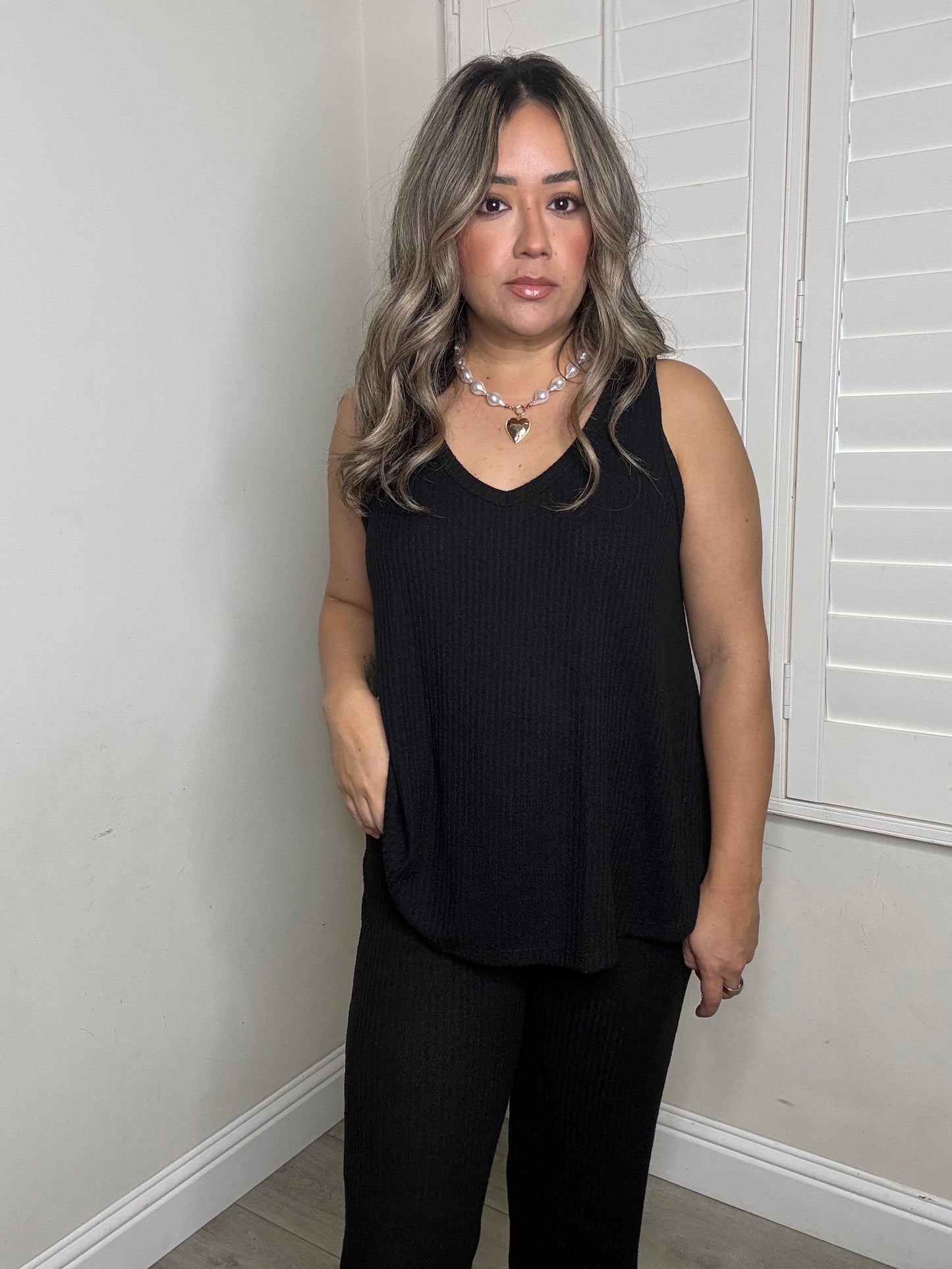 Evie Two Piece Pant Set- Black