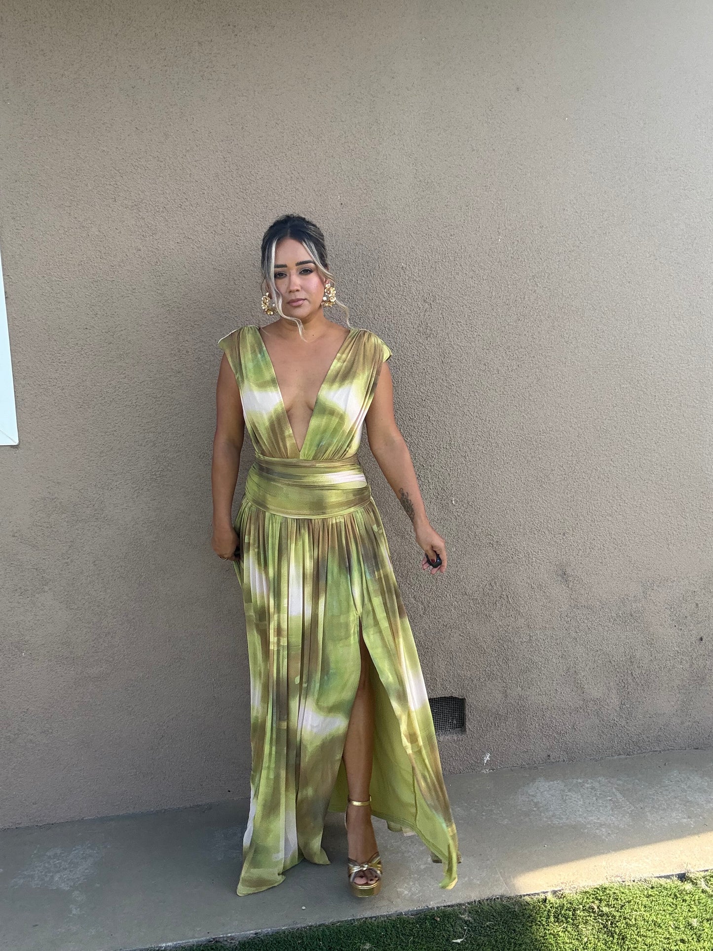 Love Me Not Slit Mesh Maxi Dress