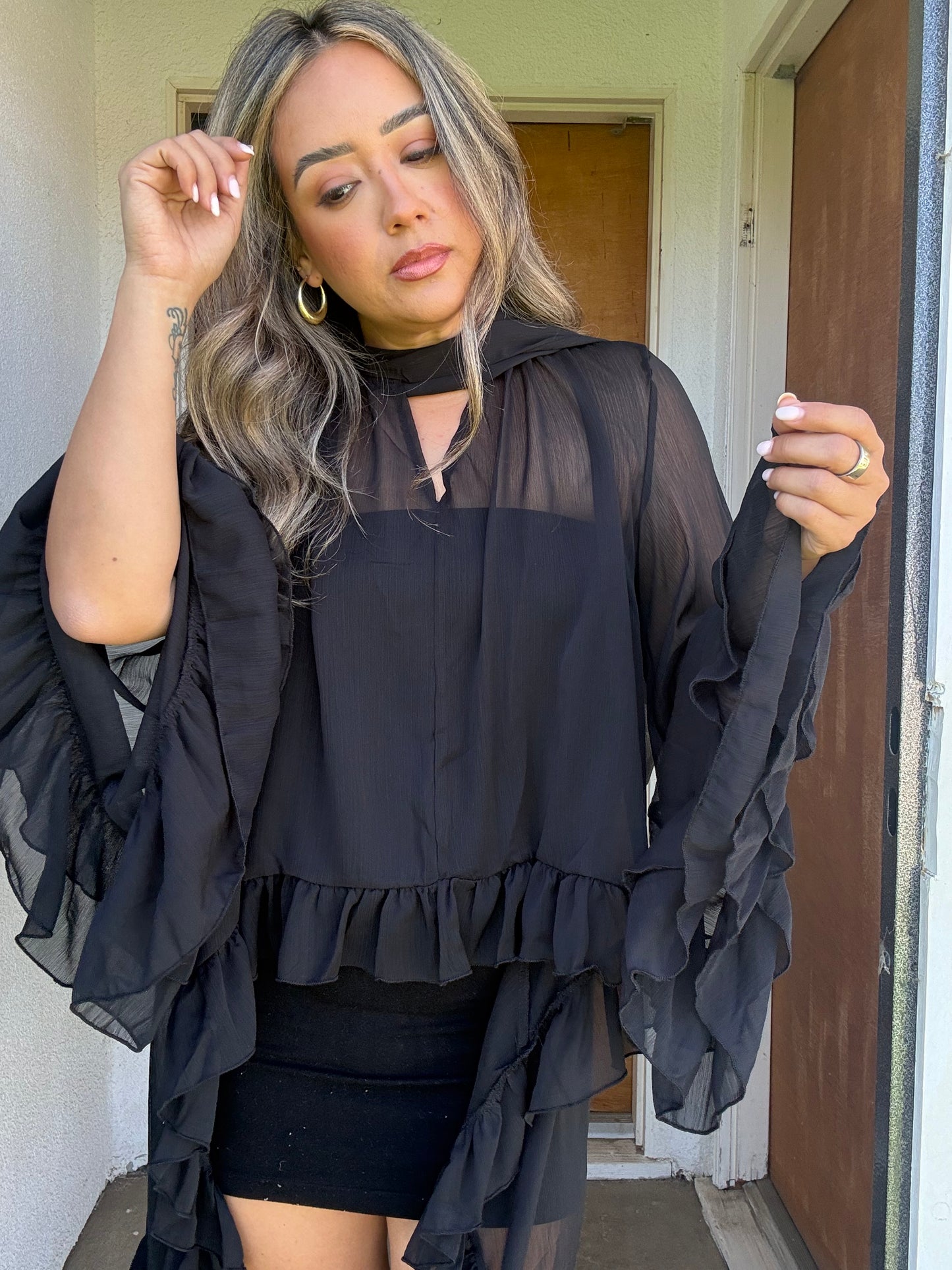 Dandelion Sheer Ruffled High Low Top