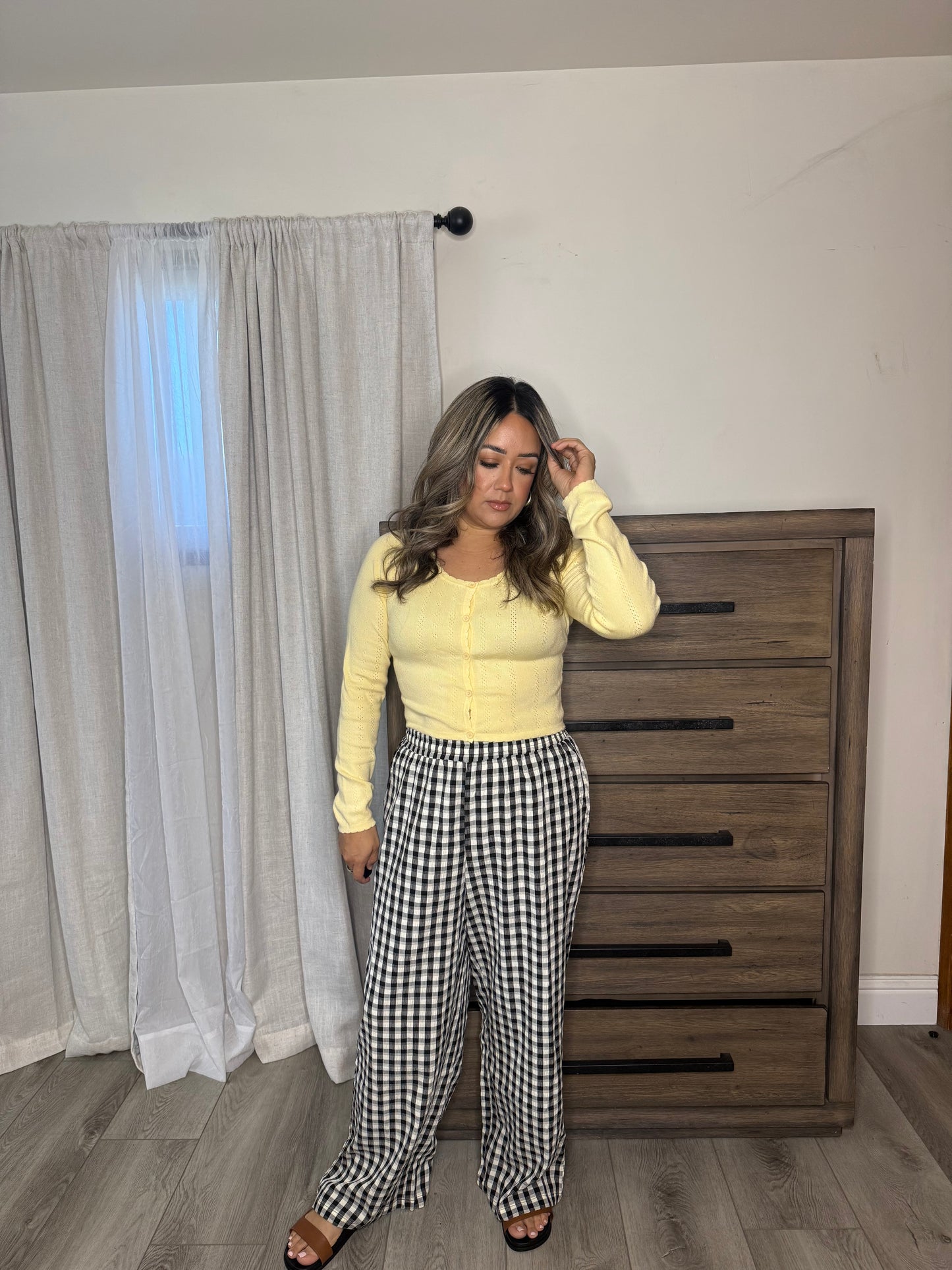 Alana Pointelle Long Sleeve Top- Yellow