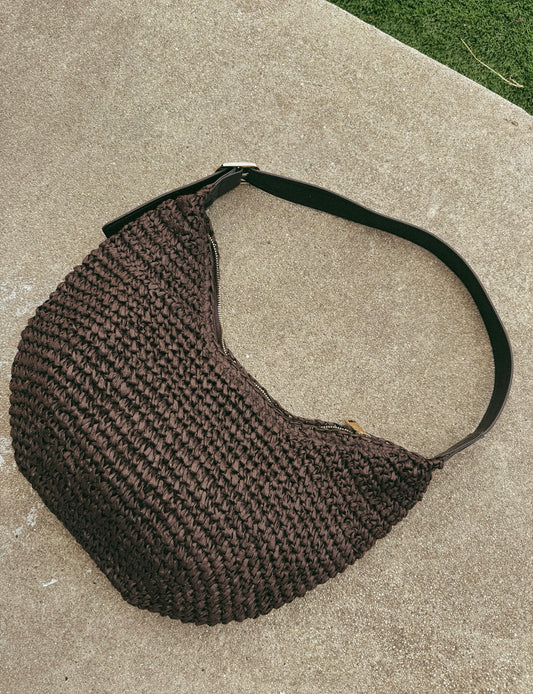 Jaded Rattan Hobo Bag- Chocolate
