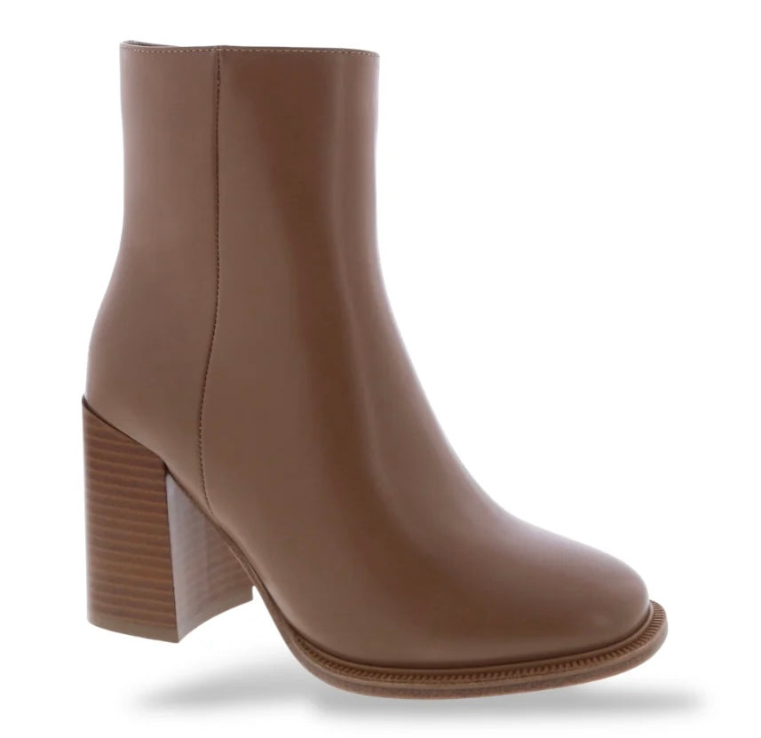Cami Block Heel Ankle Bootie- Taupe