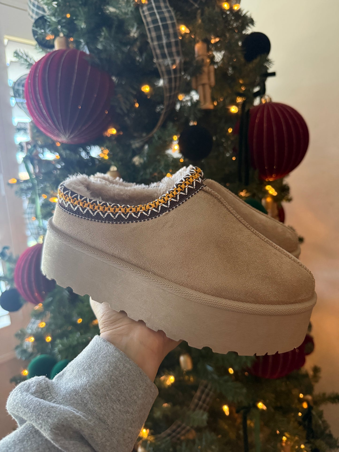 The Cozzy Girl Platform Slipper- Beige