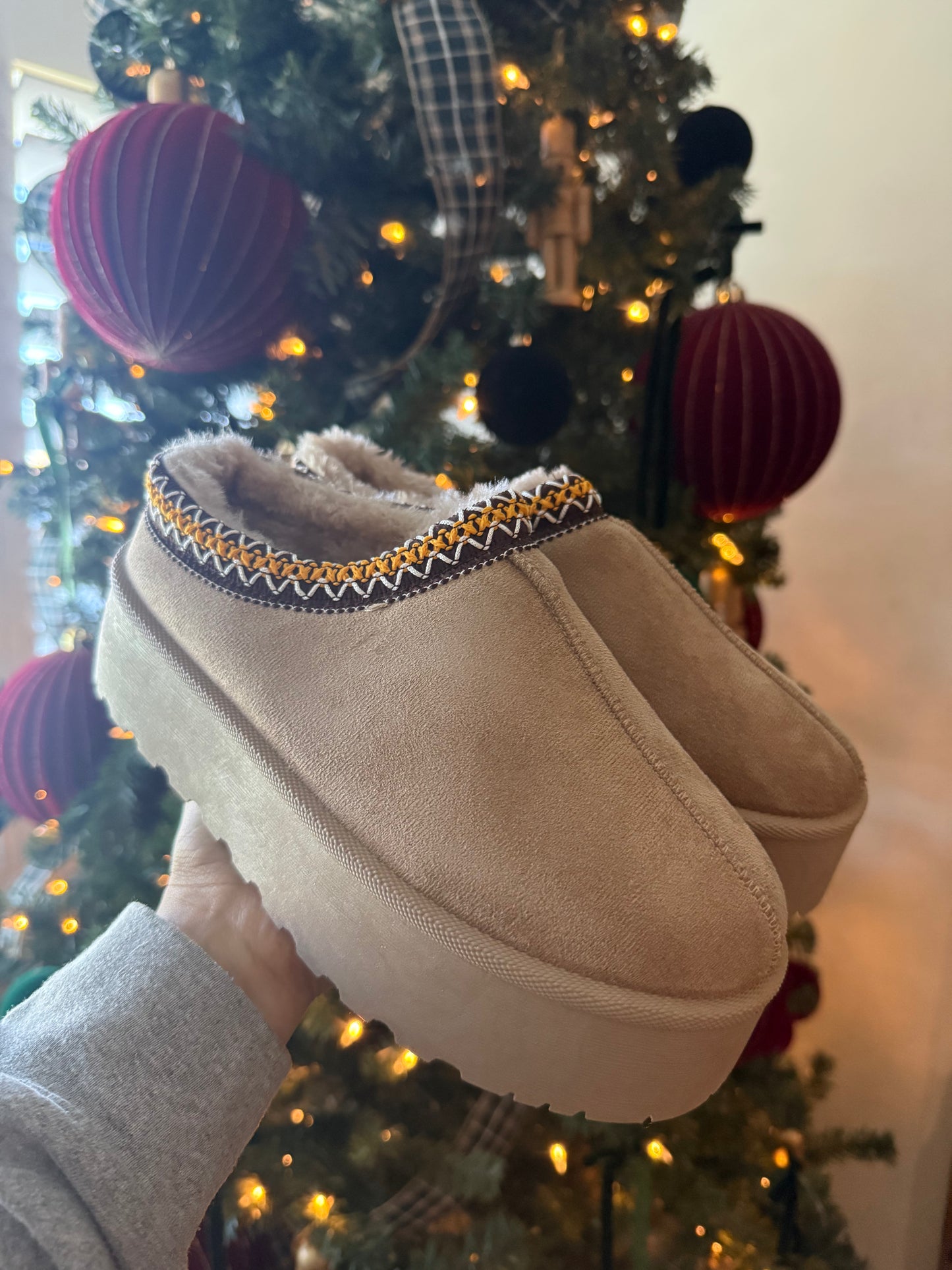 The Cozzy Girl Platform Slipper- Beige