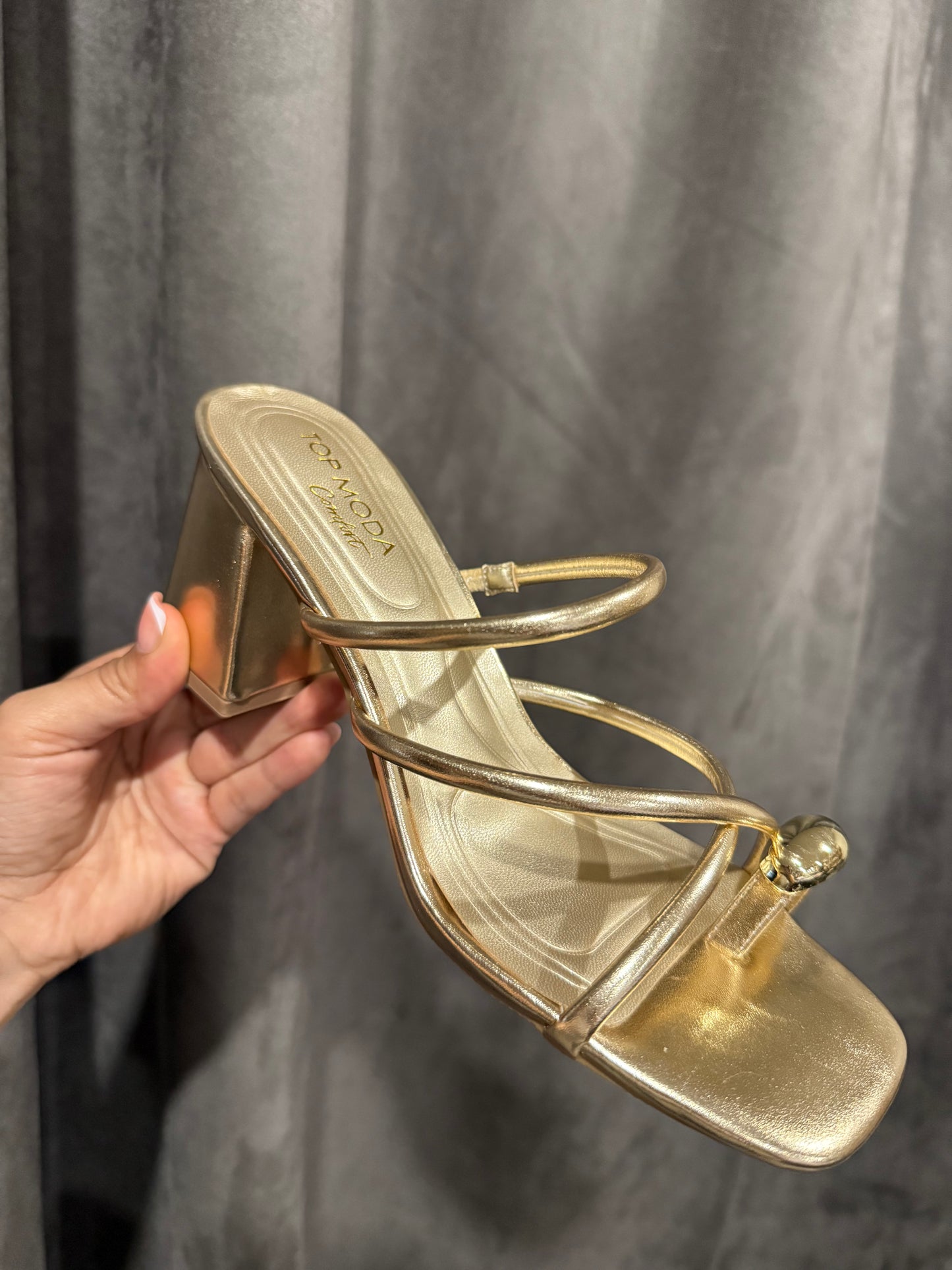 Fame Gold Chunky Heel