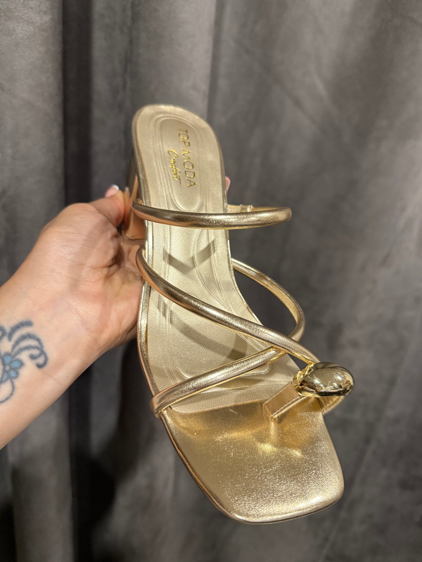 Fame Gold Chunky Heel