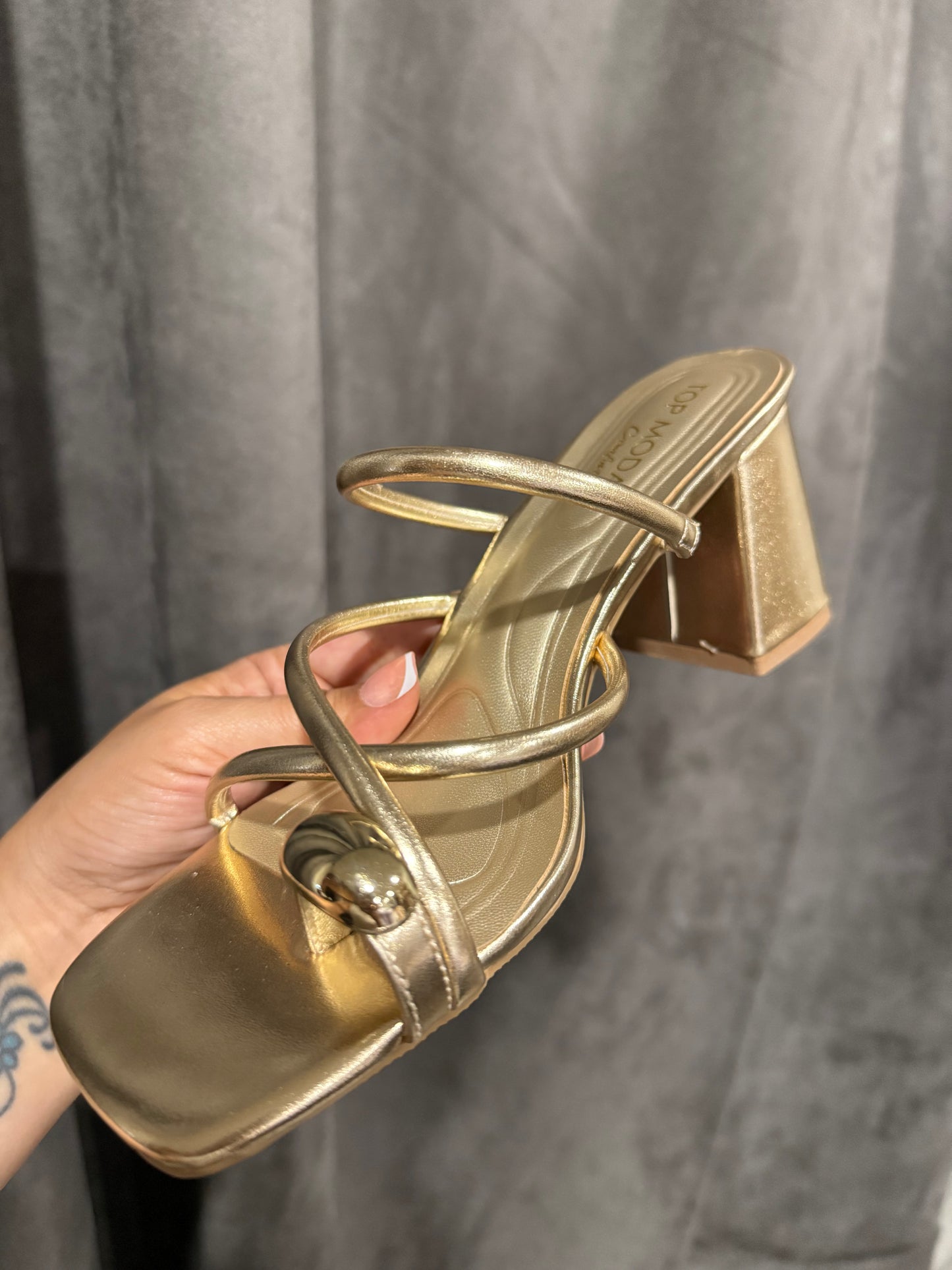 Fame Gold Chunky Heel