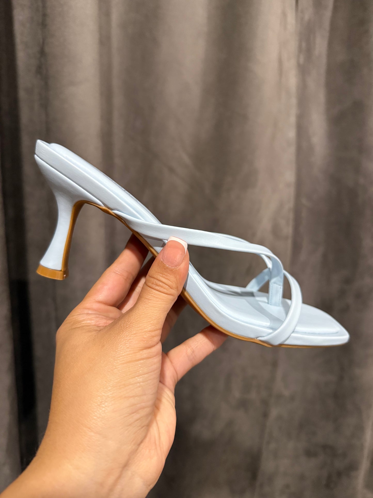 Selena Baby Blue Thong Kitten Heel