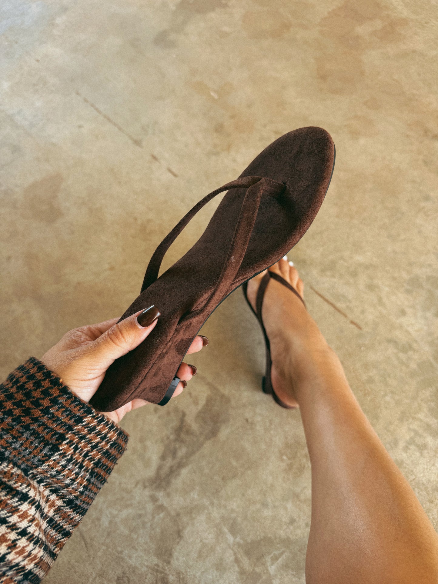 Chylee Suede Mini Wedge Heel- Chocolate
