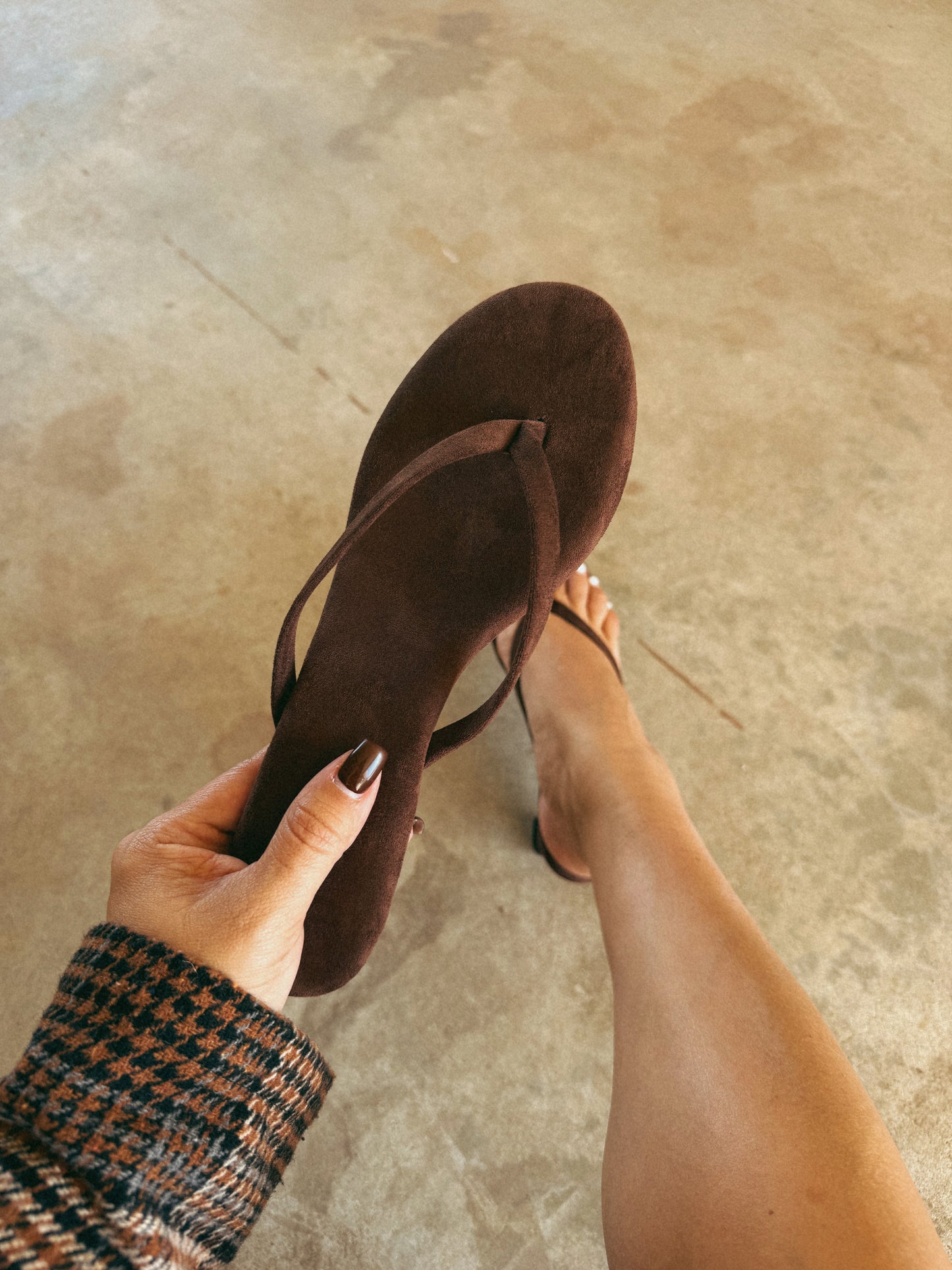 Chylee Suede Mini Wedge Heel- Chocolate