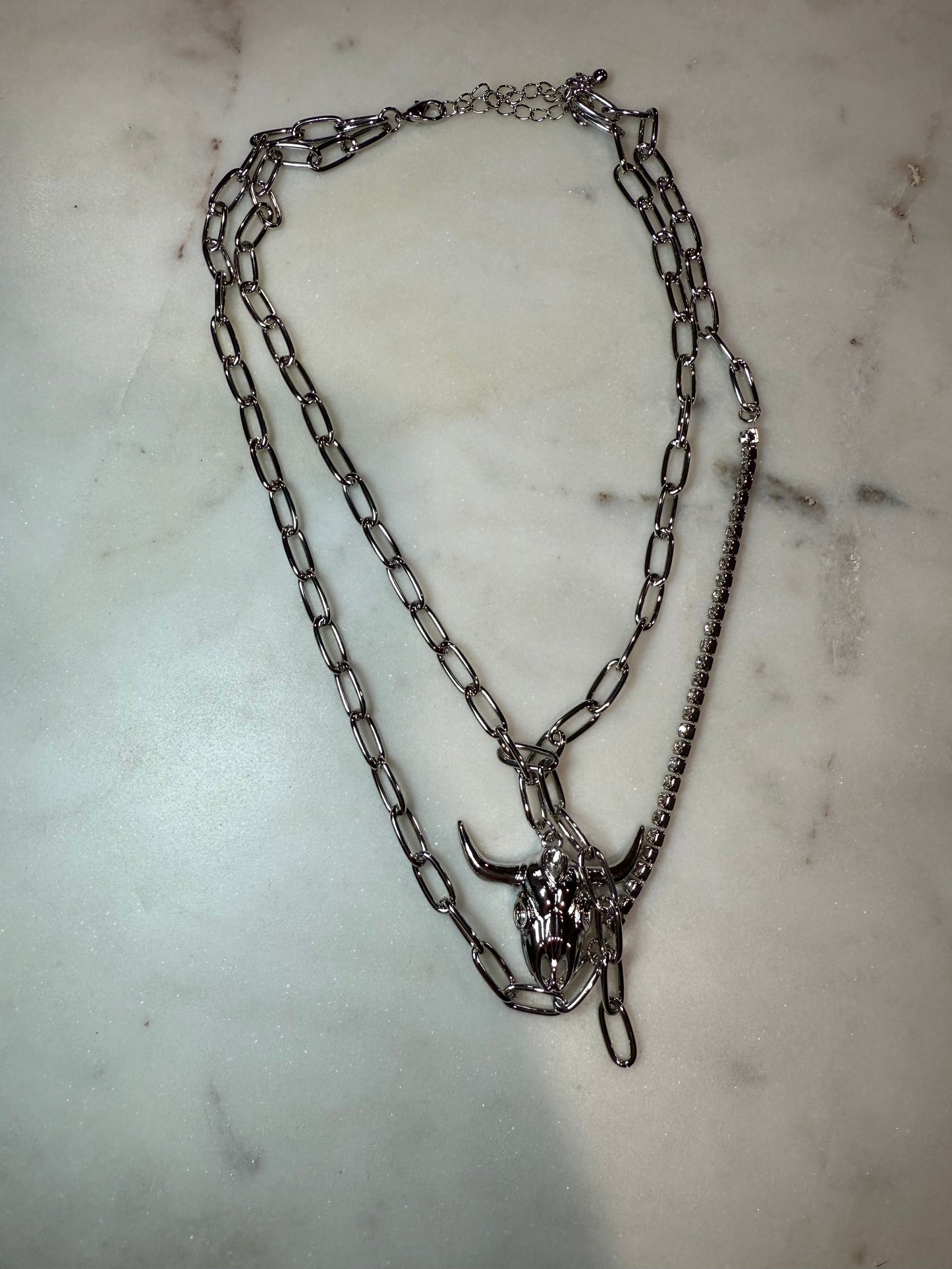 Desperado Silver LayeredLonghorn Necklace