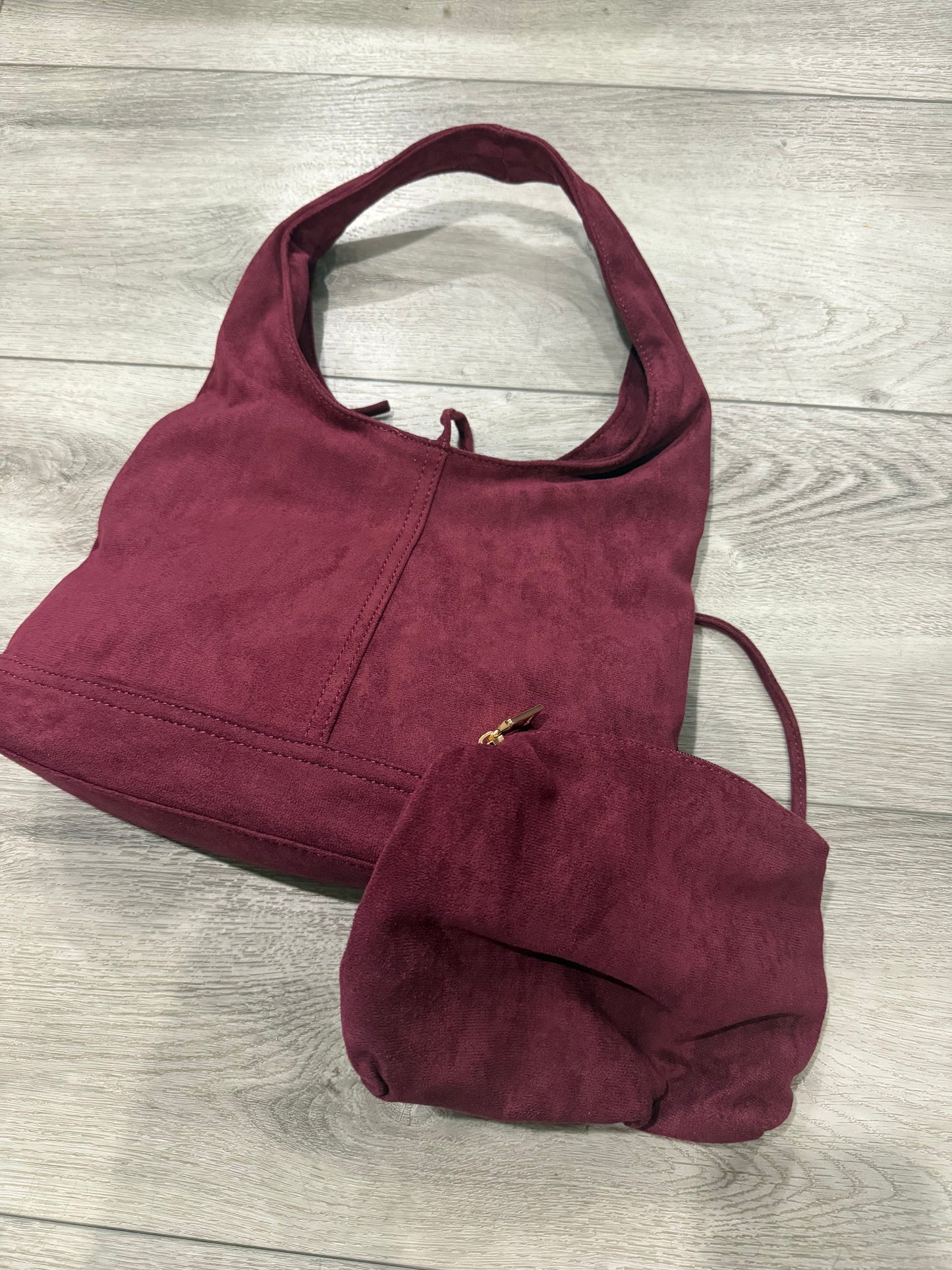 Napa Suede Hobo Bag- Wine