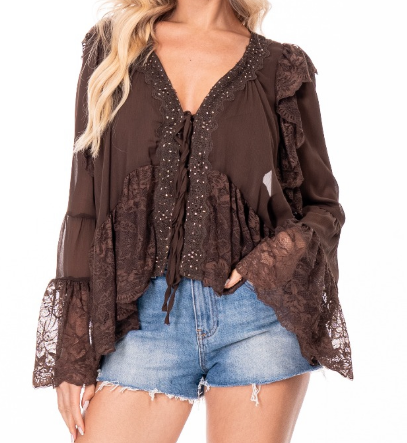 Hayrides Sequin Boho Top