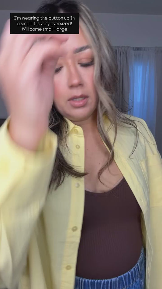 Banana Bright Oversized Button Up Blouse- Yellow