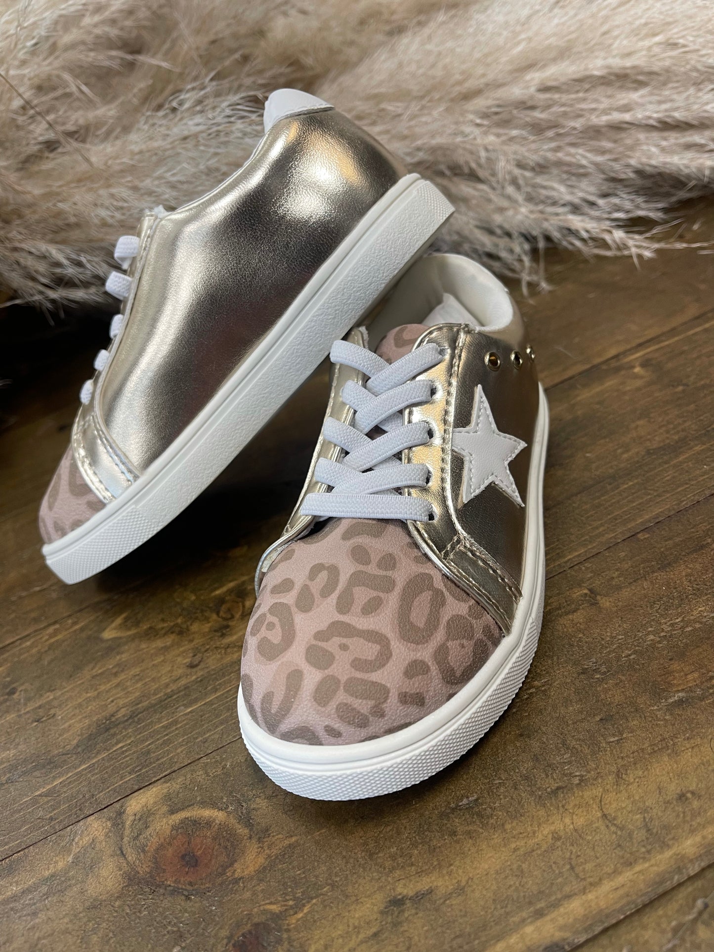 Scarlett Leopard Star Sneaker - Gold